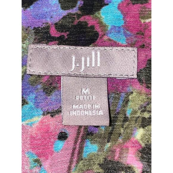 J. Jill Floral Semi-Sheer Blouse - Size M -‎ Vibrant! - Picture 4 of 9